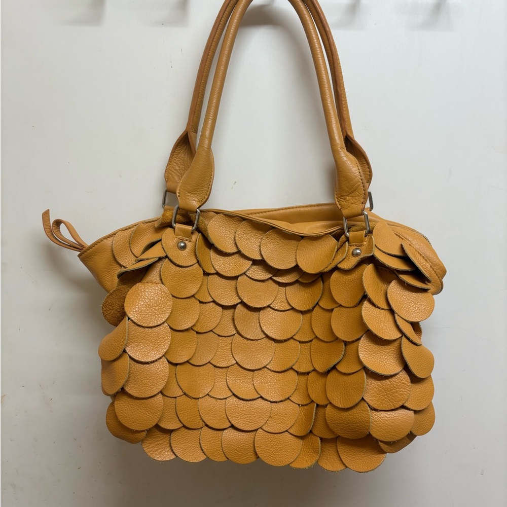 Elegant Mustard Scalloped Shoulder Bag